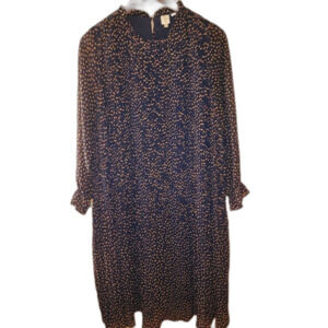 Anthropologie Lucia Navy Star Dot Pleated Dress | US 6 | Feminine Lined Y2K